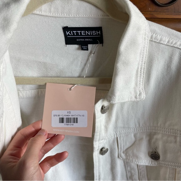 NWT Kittenish - White cropped denim jacket - Picture 3 of 7